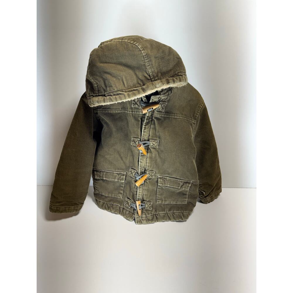 Kids Sherpa Lined Chore Coat Corderoy Jacket Sz 5T Full Zip Hooded Brown